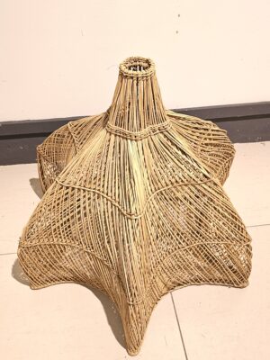 Starburst Scalloped Woven Lampshade – Artisanal Geometric Pendant Cover