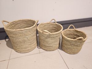 Handwoven Seagrass Storage Baskets with Handles (Set of 3)