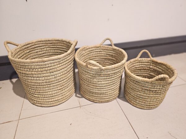 550 set Handwoven Seagrass Storage Baskets with Handles (Set of 3)